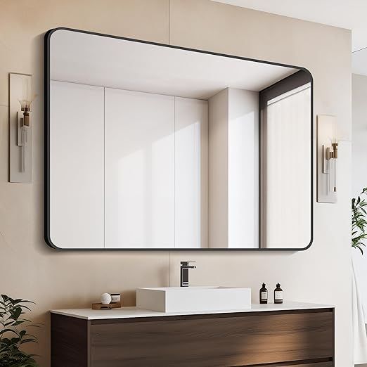 900x750MM SERAPHINE BLACK ALUMINIUM FRAMED MIRROR DN - The Tile Collection™