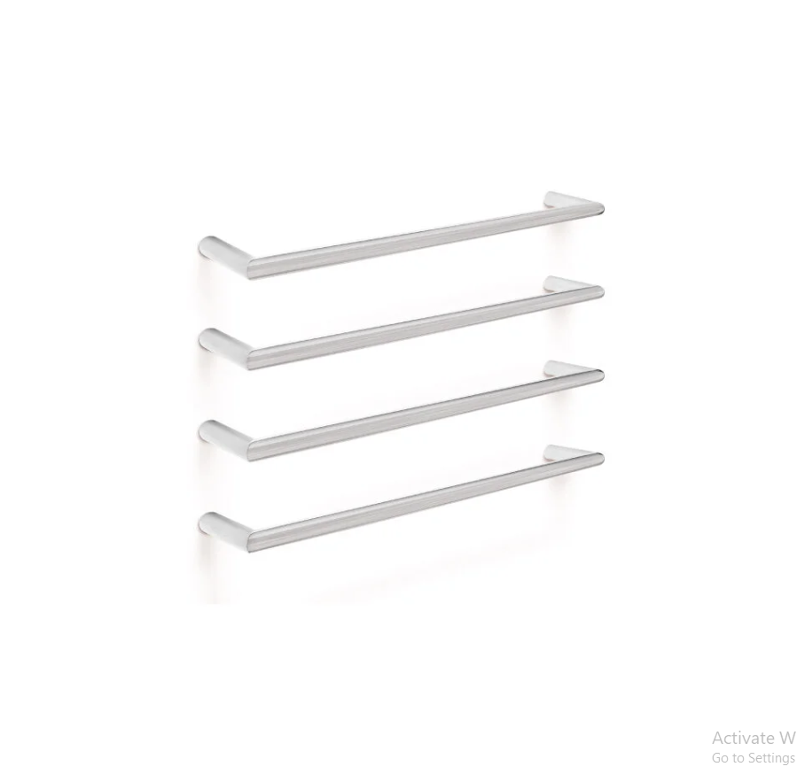 TRANQUILLITY ROUND SINGLE BAR HEATED TOWEL RAIL 600MM - BRUSHED STAINLESS