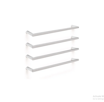 TRANQUILLITY ROUND SINGLE BAR HEATED TOWEL RAIL 600MM - BRUSHED STAINLESS