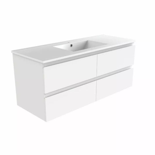 NELSON WALL HUNG VANITY | 1200MM | GLOSS WHITE | PLYWOOD| SINGLE BASIN