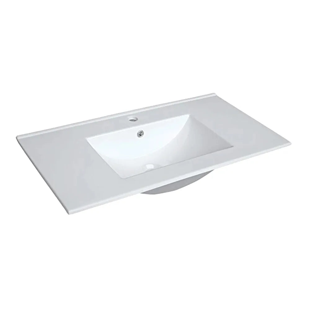 900MM POLO GLOSS WHITE PLYWOOD FREESTANDING VANITY WITH CERAMIC TOP