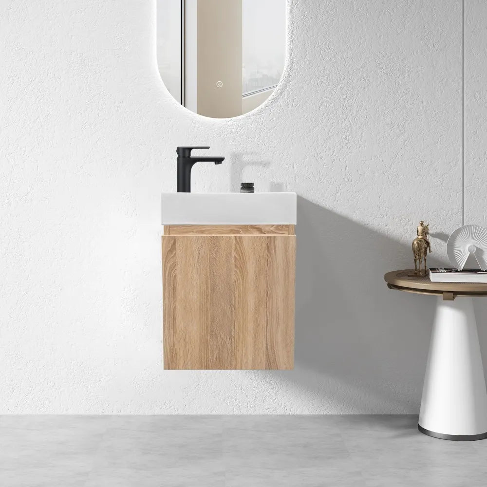 PICCOLO 400MM LIGHT OAK PLYWOOD WALL HUNG VANITY - The Tile Collection™
