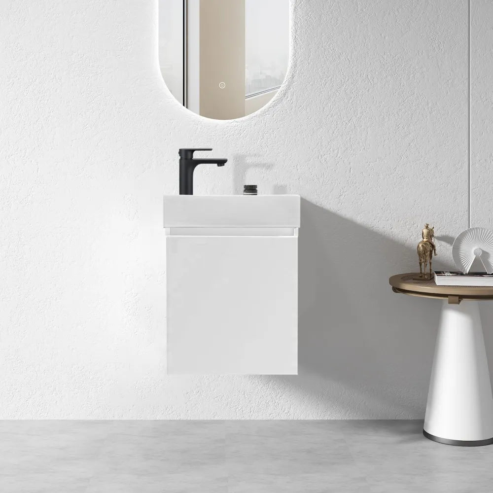 PICCOLO 400MM WHITE PLYWOOD WALL HUNG VANITY WHITE - The Tile Collection™