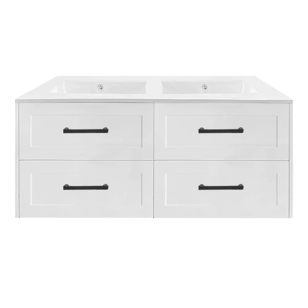 HAMPTON WALL HUNG VANITY | 1500MM | SHAKER STYLE | PLYWOOD | DOUBLE BASIN - The Tile Collection™