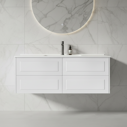 HAMPTON WALL HUNG VANITY | 1500MM | SHAKER STYLE | PLYWOOD | SINGLE BASE CABINET ONLY