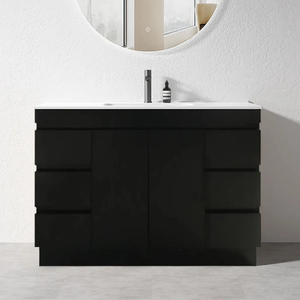 1200MM MADRID PLYWOOD DARK OAK FREESTANDING VANITY SINGLE BASIN