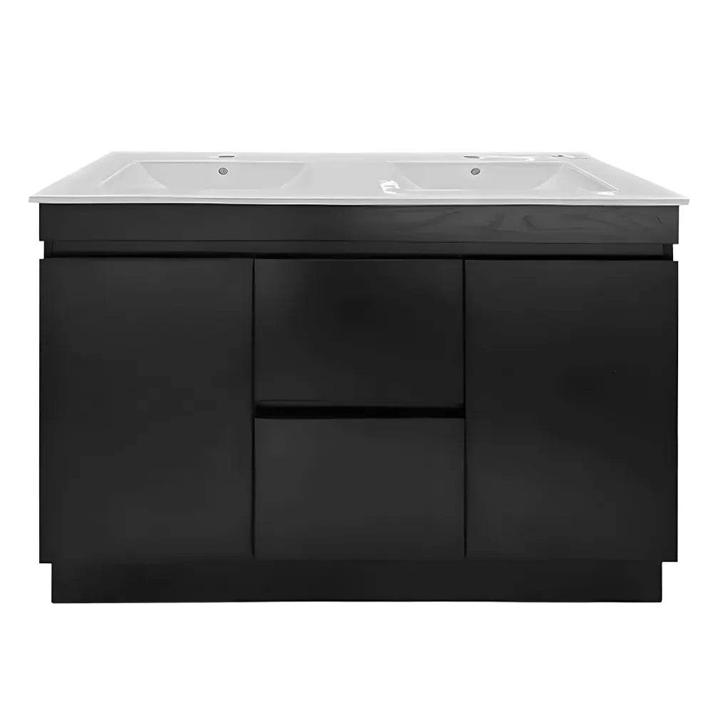 1200MM MADRID PLYWOOD DARK OAK FLOOR STANDING VANITY | DOUBLE BASIN - The Tile Collection™