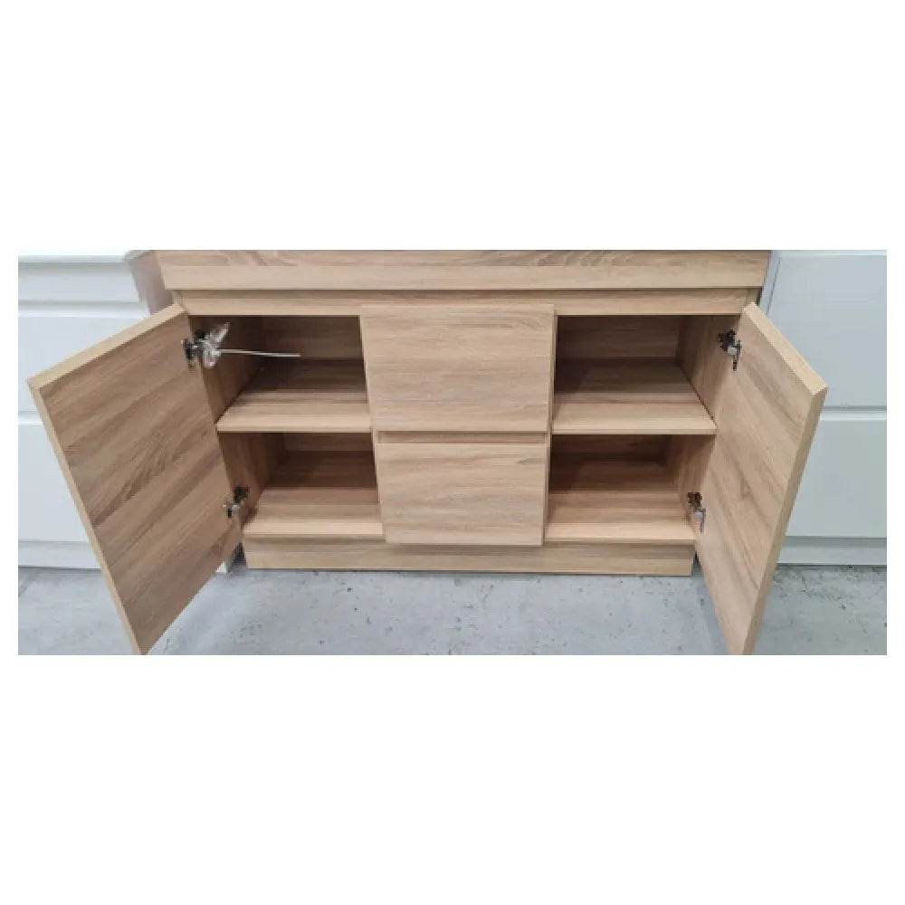 1200MM MADRID PLYWOOD LIGHT OAK FLOOR STANDING VANITY | DOUBLE BASIN - The Tile Collection™