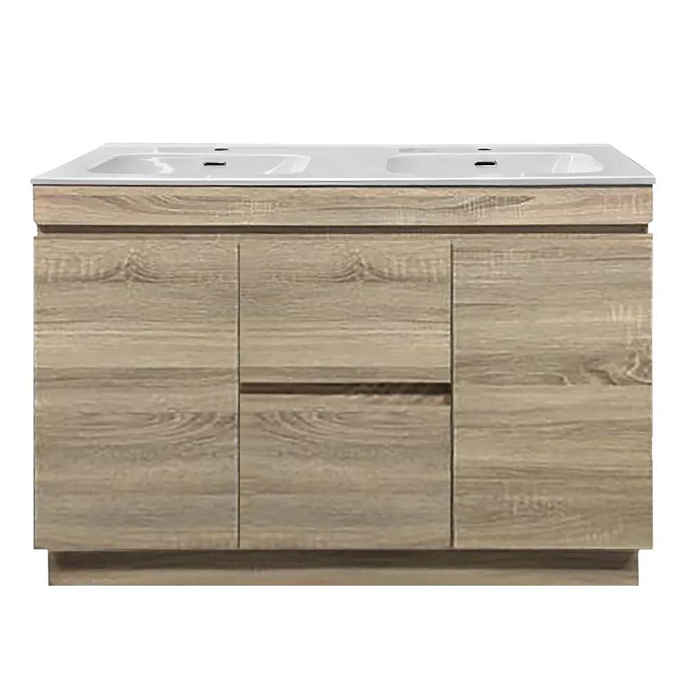 1200MM MADRID PLYWOOD LIGHT OAK FLOOR STANDING VANITY | DOUBLE BASIN - The Tile Collection™