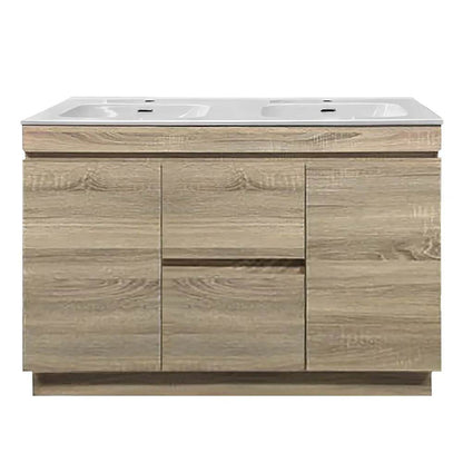 1200MM MADRID PLYWOOD LIGHT OAK FLOOR STANDING VANITY | DOUBLE BASIN - The Tile Collection™