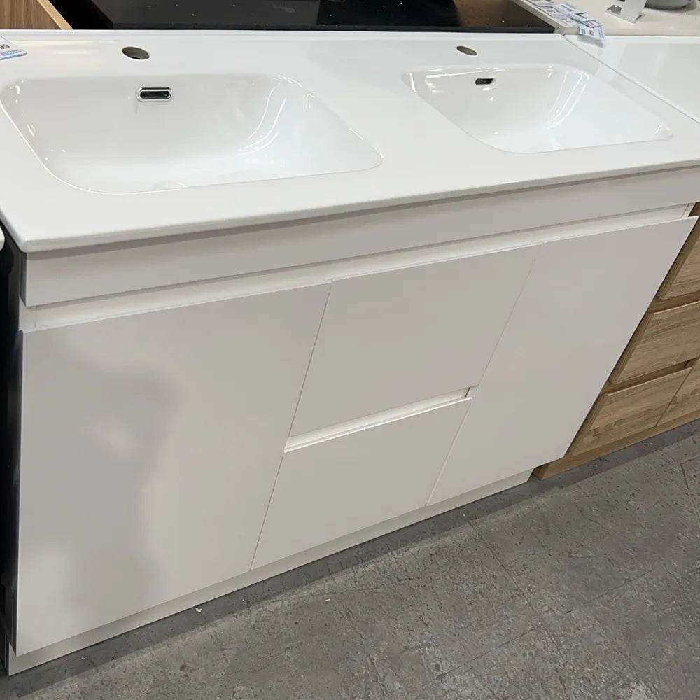 1200MM MADRID PLYWOOD WHITE GLOSS FLOOR STANDING VANITY| DOUBLE BASIN - The Tile Collection™