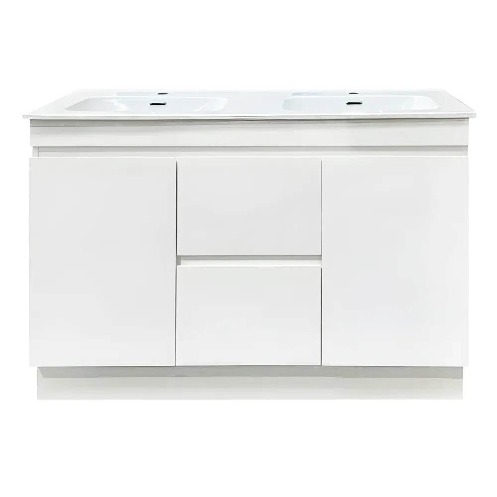 1200MM MADRID PLYWOOD WHITE GLOSS FLOOR STANDING VANITY| DOUBLE BASIN - The Tile Collection™
