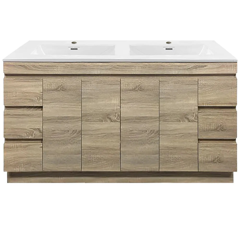 1800MM MADRID PLYWOOD LIGHT OAK FREESTANDING VANITY DOUBLE BASIN