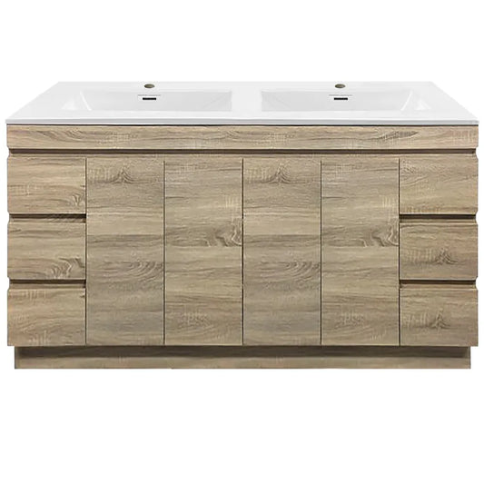 1800MM MADRID PLYWOOD LIGHT OAK FREESTANDING VANITY DOUBLE BASIN