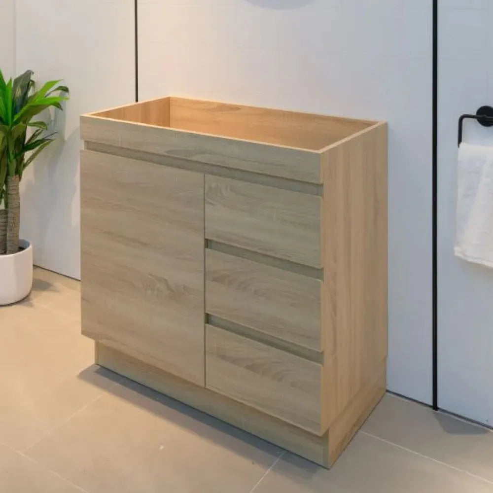 750MM MADRID LIGHT OAK  PLYWOOD FLOORSTANDING VANITY WITH CERAMIC TOP