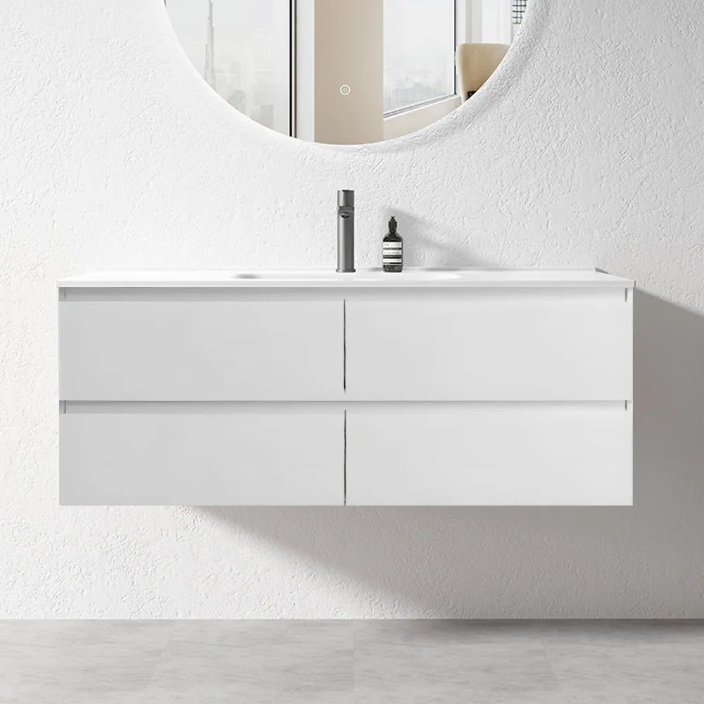 1200MM NELSON GLOSS WHITE PLYWOOD WALL HUNG VANITY SINGLE BASIN