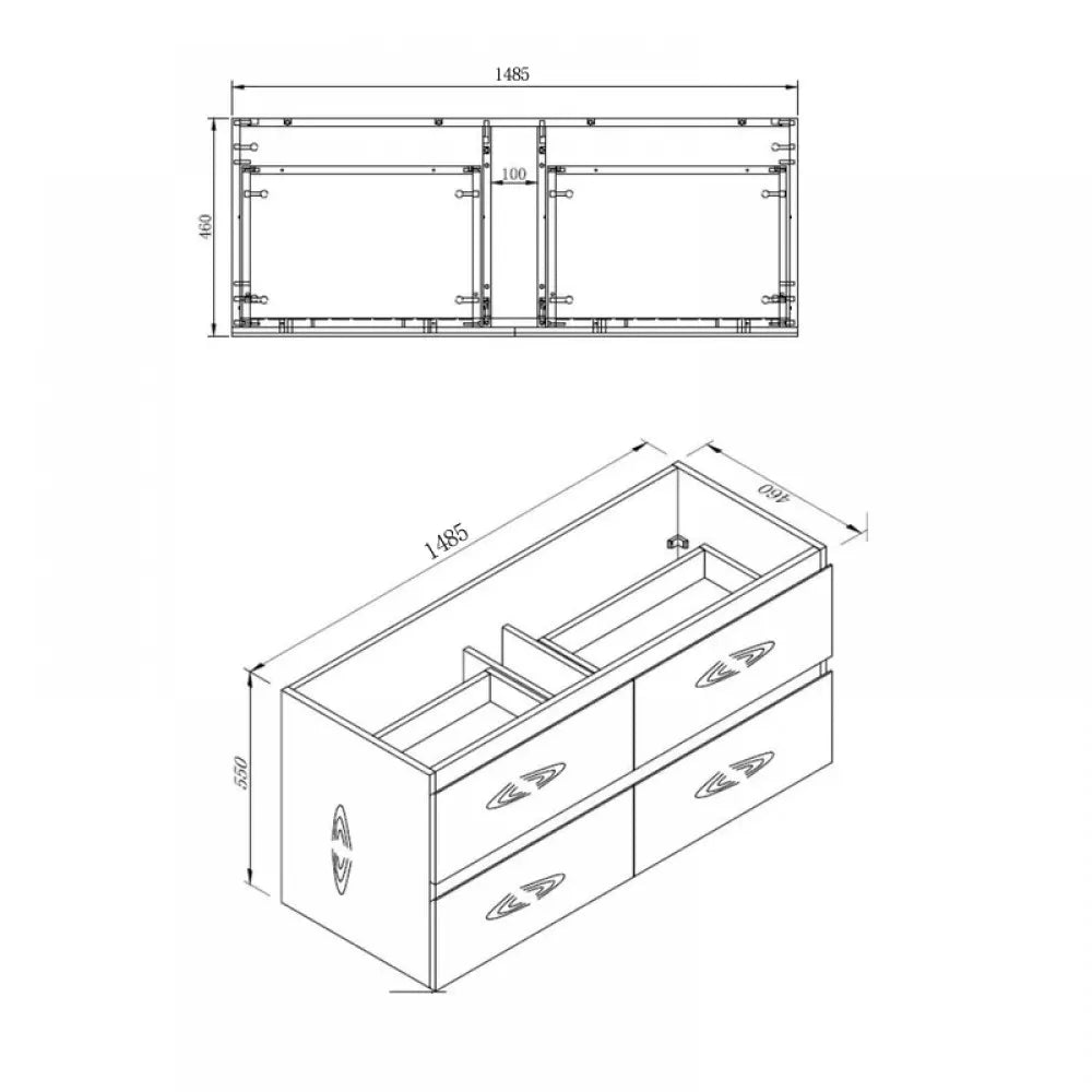 NELSON WALL HUNG VANITY | 1500MM | GLOSS WHITE | PLYWOOD| DOUBLE BASIN - The Tile Collection™