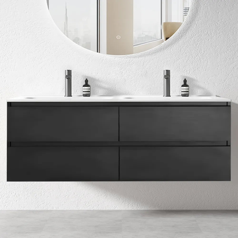 NELSON WALL HUNG VANITY | 1800MM | DARK OAK | DOUBLE BASIN | PLYWOOD - The Tile Collection™