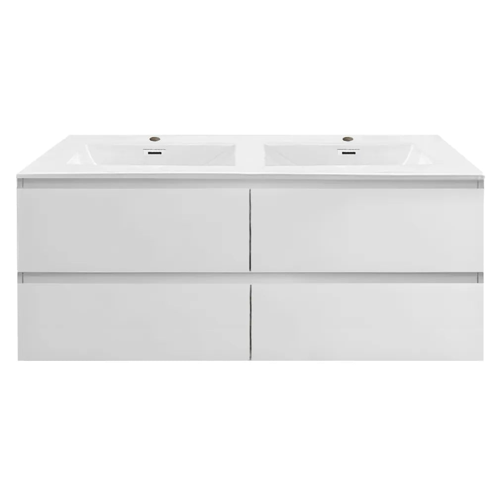 NELSON WALL HUNG VANITY | 1800MM | GLOSS WHITE | DOUBLE BASIN | PLYWOOD - The Tile Collection™