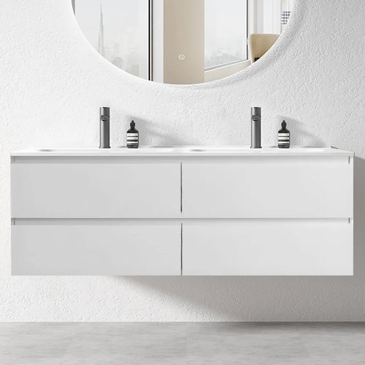 NELSON WALL HUNG VANITY | 1800MM | GLOSS WHITE | DOUBLE BASIN | PLYWOOD - The Tile Collection™