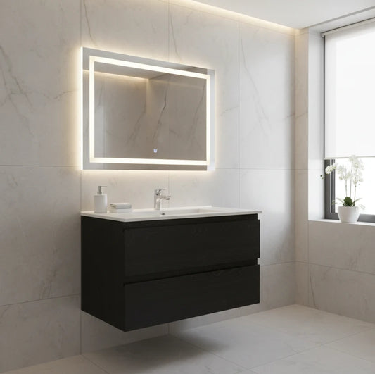NELSON WALL HUNG VANITY | 750MM | DARK OAK | PLYWOOD - The Tile Collection™
