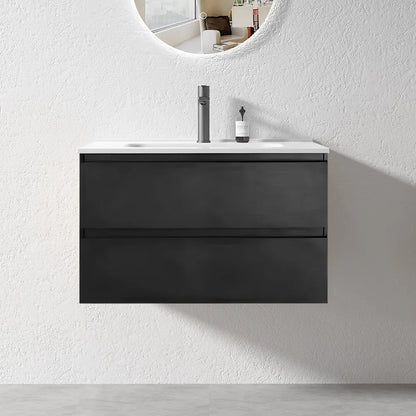 NELSON WALL HUNG VANITY | 750MM | DARK OAK | PLYWOOD - The Tile Collection™