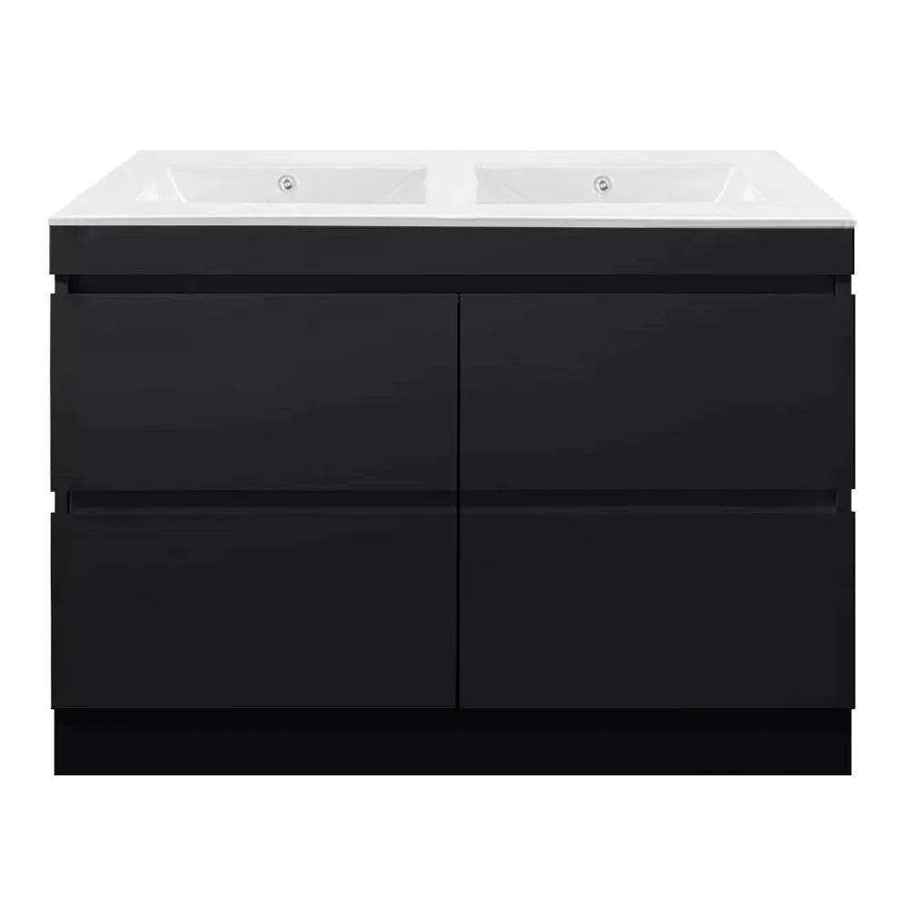 1200MM POLO DARK OAK PLYWOOD FLOORSTANDING VANITY DOUBLE BASIN - The Tile Collection™
