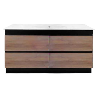 1500MM POLO BLACK AND LIGHT OAK PLYWOOD FLOORSTANDING VANITY SINGLE BASIN - The Tile Collection™