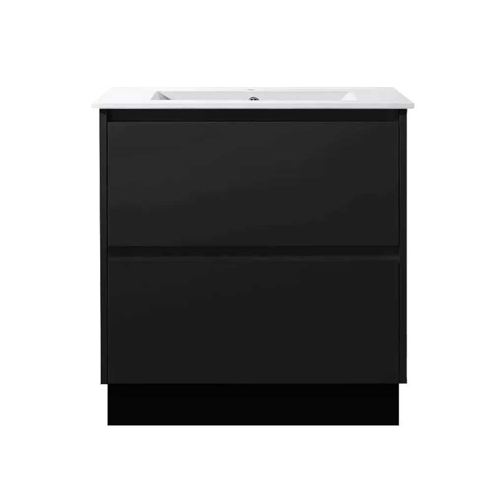 750MM POLO DARK OAK PLYWOOD FLOORSTANDING VANITY WITH CERAMIC TOP - The Tile Collection™