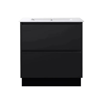 750MM POLO DARK OAK PLYWOOD FLOORSTANDING VANITY WITH CERAMIC TOP - The Tile Collection™