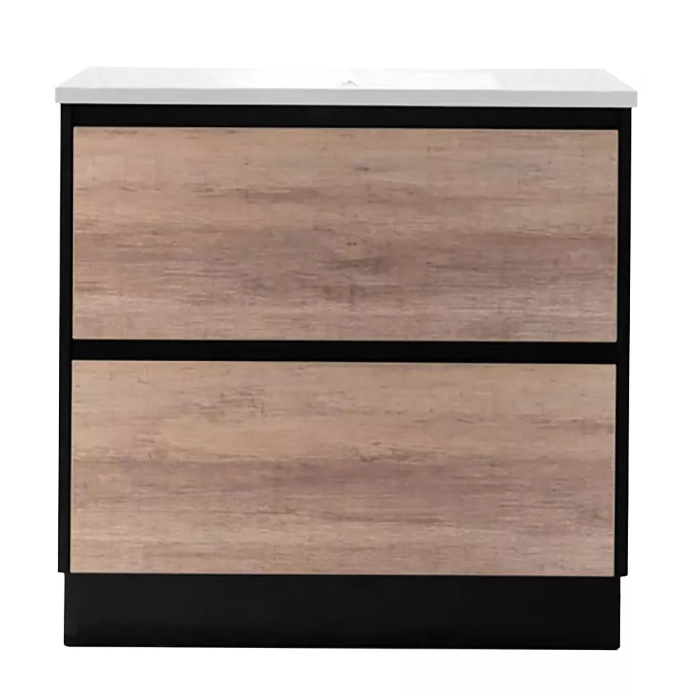 750MM POLO BLACK AND LIGHT OAK FREESTANDING VANITY