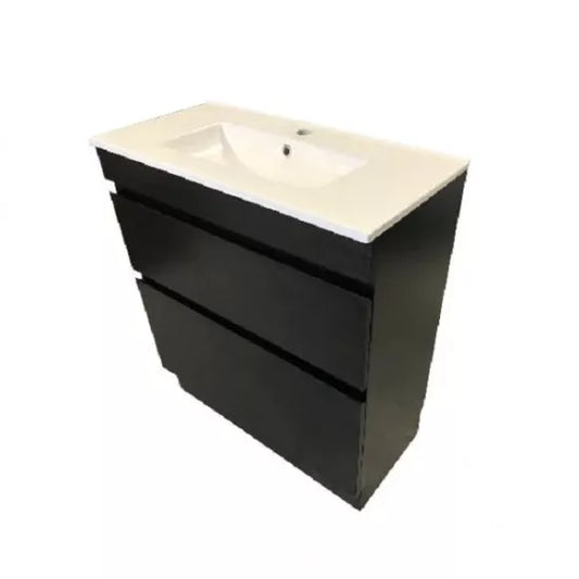 VALENTINA SLIM FLOOR STANDING VANITY | DARK OAK | 750MM | PLYWOOD WITH CERAMIC TOP