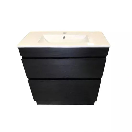 VALENTINA SLIM FLOOR STANDING VANITY | DARK OAK | 900MM | PLYWOOD WITH CERAMIC TOP