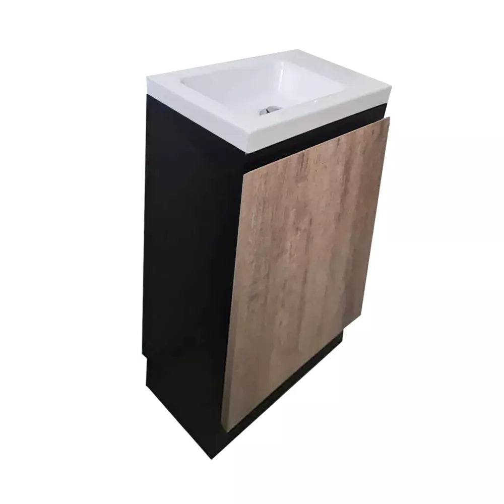 YOLO SLIM FLOOR STANDING VANITY | BLACK AND LIGHT OAK | 400MM | PLYWOOD - The Tile Collection™