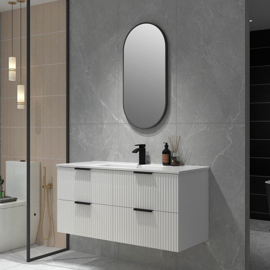 BILLY WALL HUNG VANITY MATTE WHITE 1200MM | FLUTED | PLYWOOD - The Tile Collection™