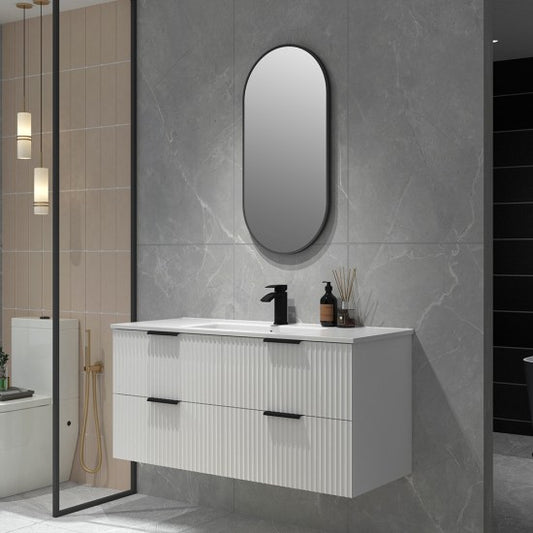 BILLY WALL HUNG VANITY MATTE WHITE 1200MM | FLUTED | PLYWOOD - The Tile Collection™