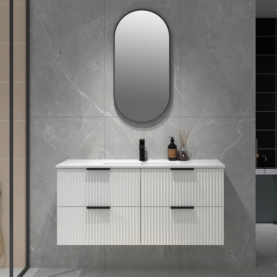 BILLY WALL HUNG VANITY MATTE WHITE 1200MM | FLUTED | PLYWOOD - The Tile Collection™