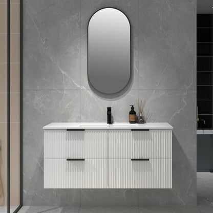 BILLY WALL HUNG VANITY MATTE WHITE 1200MM | FLUTED | PLYWOOD - The Tile Collection™