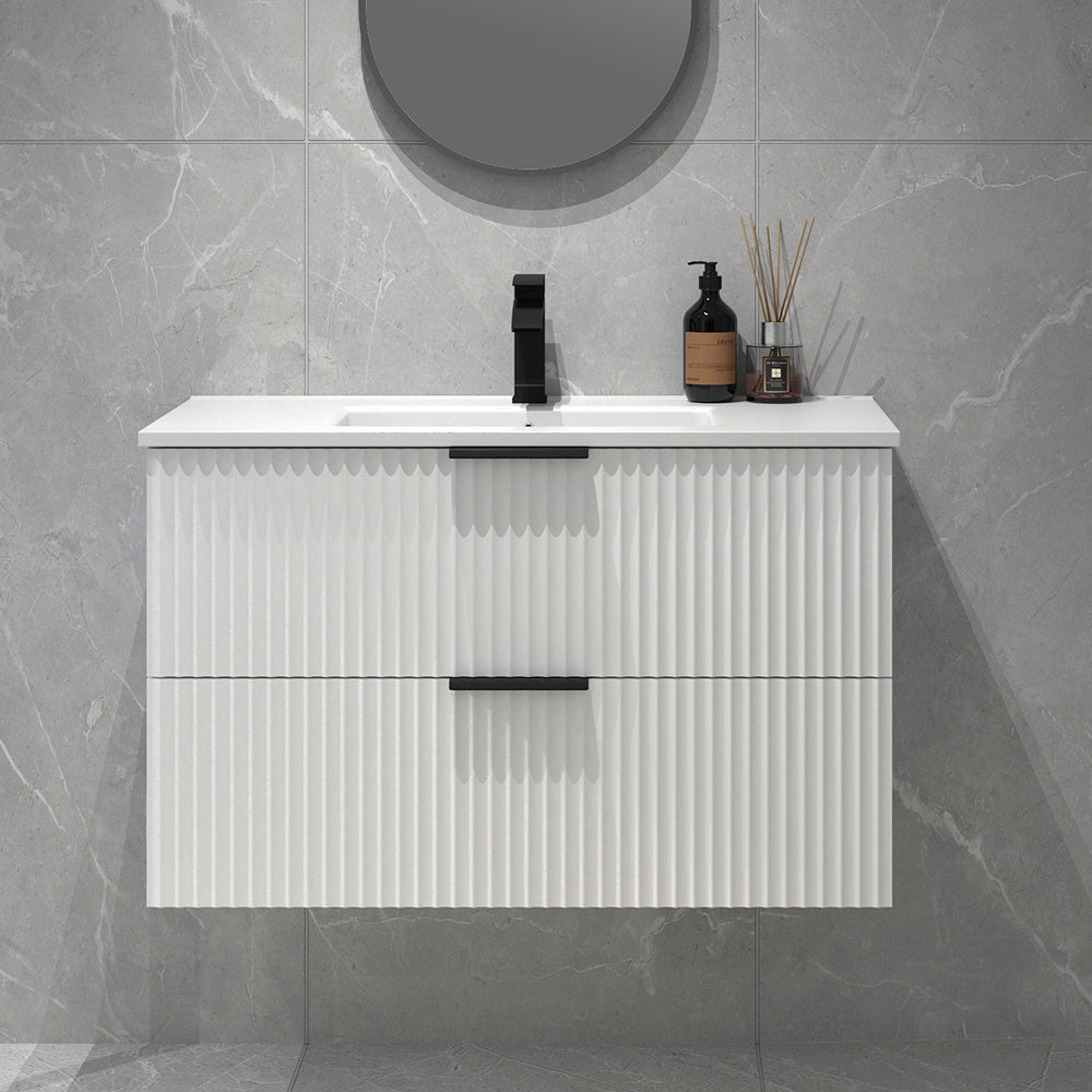 BILLY MATTE WHITE WALL HUNG VANITY | 900MM | PLYWOOD - The Tile Collection™