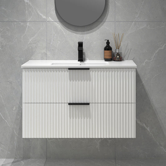 BILLY MATTE WHITE WALL HUNG VANITY | 900MM | PLYWOOD - The Tile Collection™