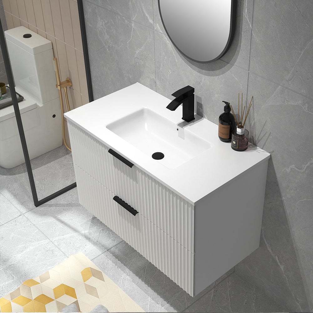 BILLY MATTE WHITE WALL HUNG VANITY | 900MM | PLYWOOD - The Tile Collection™