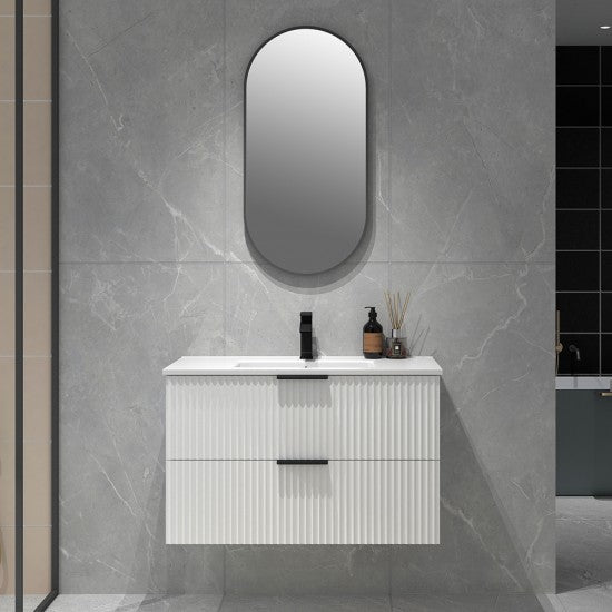 BILLY MATTE WHITE WALL HUNG VANITY | 900MM | PLYWOOD - The Tile Collection™