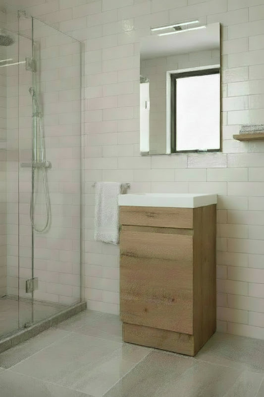 400MM BROOK FLOORSTANDING VANITY | HONEY OAK WITH CERAMIC TOP
