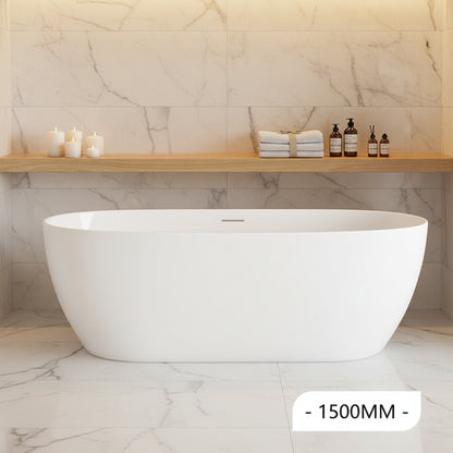 1500MM OVAL FREESTANDING BATH - GLOSS WHITE (ONLINE ONLY )
