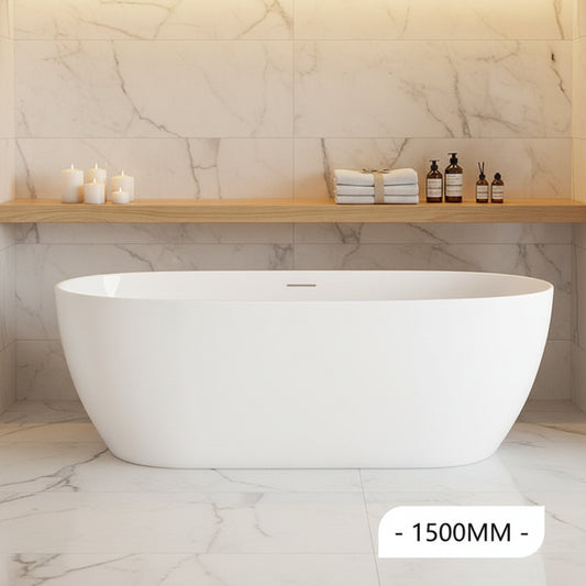 1500MM OVAL FREESTANDING BATH - GLOSS WHITE (ONLINE ONLY )