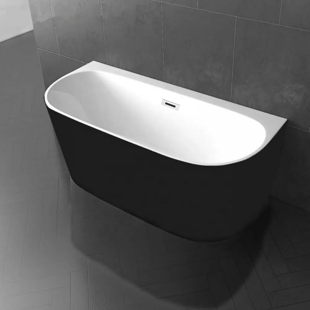 1700MM OVAL FREESTANDING BACK TO WALL BATH - BLACK AND WHITE