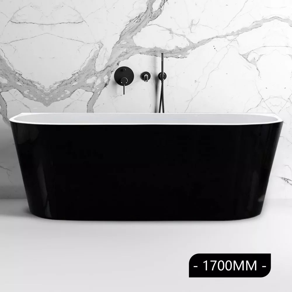 1700MM OVAL FREESTANDING BACK TO WALL BATH - BLACK AND WHITE