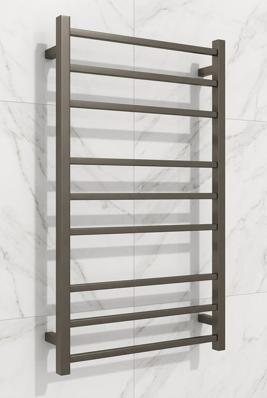 9 BAR SQUARE HEATED TOWEL RAIL 1000H*600W DN- GUNMETAL