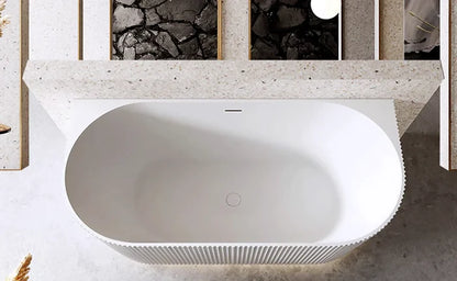 1700MM ZEPHYR FLUTED BACK TO WALL FREESTANDING BATH - MATTE WHITE ACRYLIC NZ - The Tile Collection™