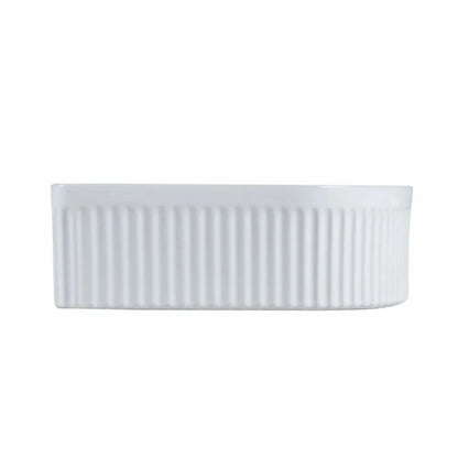 410X360MM FLUTED CERAMIC BASIN - GLOSS WHITE | ARCH-SHAPED COUNTERTOP SINK